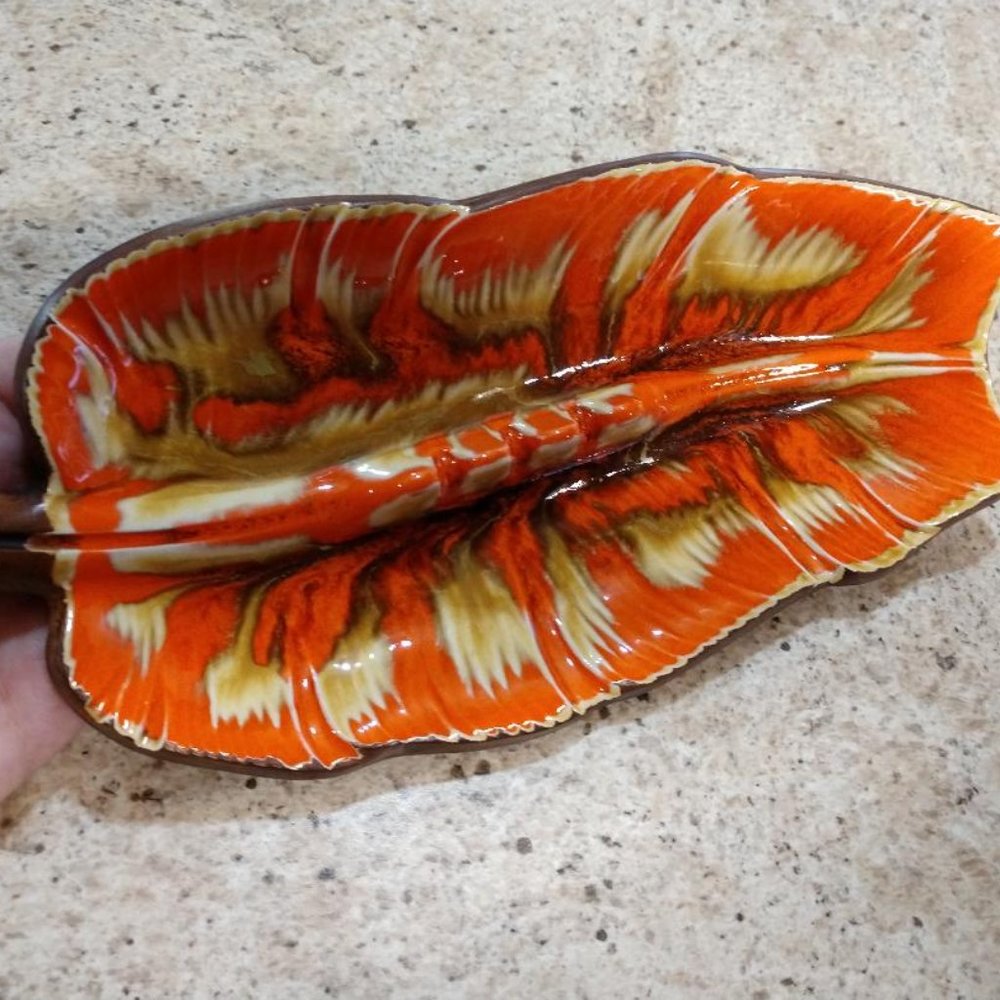 Vintage Mid Century Modern Leaf 1963 Treasure Craft Ashtray